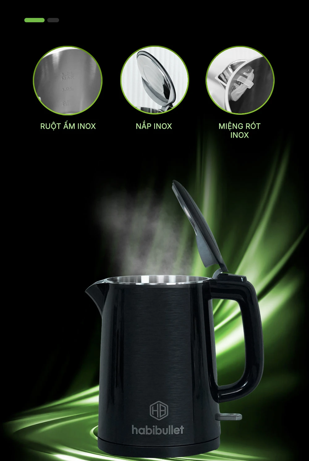 Ấm đun siêu tốc cao cấp Habibullet KHB2486 BH245130 5